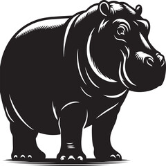 a hippopotamus  vector animel with a white beckground