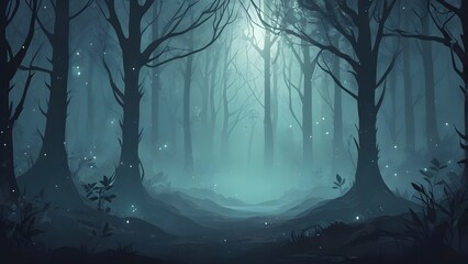 Obraz premium Serene Twilight Forest with Starry Sky Reflection