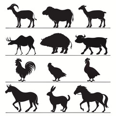 set of animals silhouettes