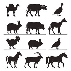 set of animals silhouettes