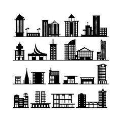 Obraz premium Modern Condominium Complex Silhouette set