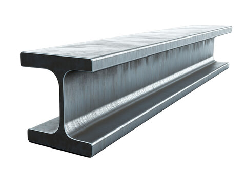 Steel I-Beam | Isolated Industrial Metal Structure on White Background