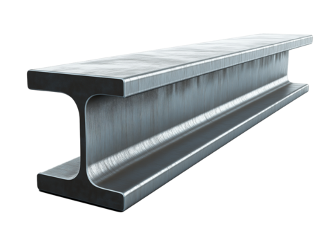 Steel I-Beam | Isolated Industrial Metal Structure on White Background