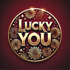 Golden vintage badge celebrating quality and anniversary with ribbon and emblem design