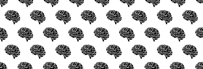 Human brain on a white background, seamless pattern.
