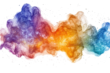A colorful cosmic explosion of nebulae swirls against a starry background at the edge of space isolated on transparent background