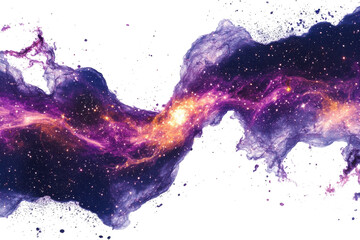 A stunning cosmic scene with vibrant stars and swirling nebulae on a dark backdrop isolated on transparent background