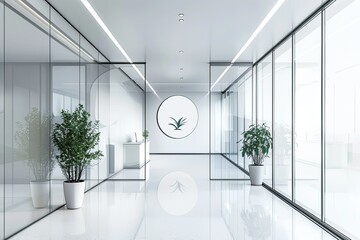 Detailed Picture of Realistic Office Glass Wall Logo Mockup Office Room Logo Mockup