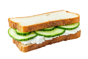 Delightful cucumber sandwich crafted with fresh ingredients for a light afternoon snack isolated on transparent background