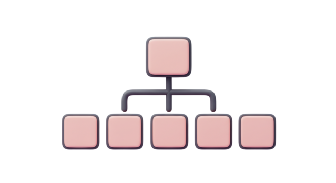 Isolated 3D Diagram Organization Chart Network Tree