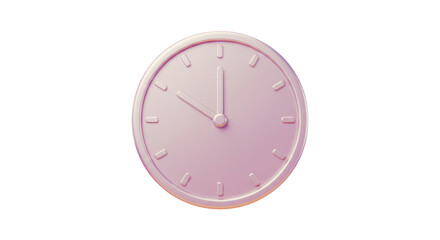 Isolated Pale Pink Analog Wall Clock, Time-Keeping Device