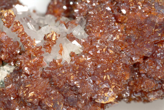 Mineral Orpiment, Orpiment crystals on baryte crystals, Quiruvilca mine, Libertad Dept., Peru