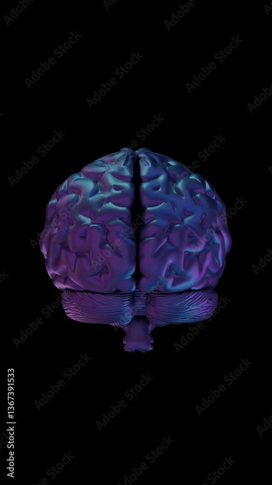 Aufkleber glossy black 3d brain isolated against a dark background, highlighting a minimal, futuristic concept