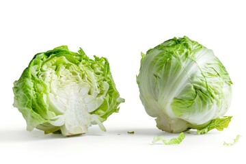 Vibrant Color Image of Iceberg Lettuce Isolated on White Background