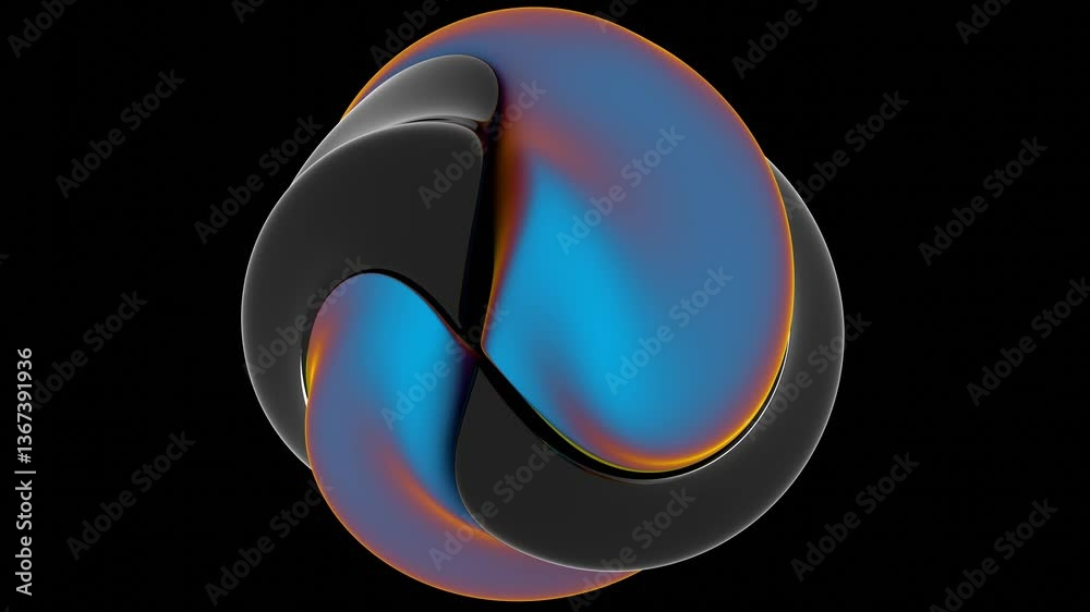 Poster swirling orb in vibrant purple, rainbow, and blue hues with a fluid gradient and luminous glow on a 