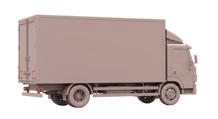 Isolated Beige Delivery Truck, Side View
