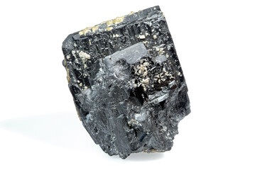 Mineral Wolframite, Large single blade crystal with siderite, Panasqueira, Beira Baixa, Portugal