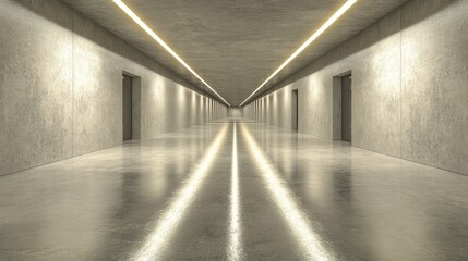 Illuminated modern hallway showcasing chaos minimalist architecture digital art clean environment perspective