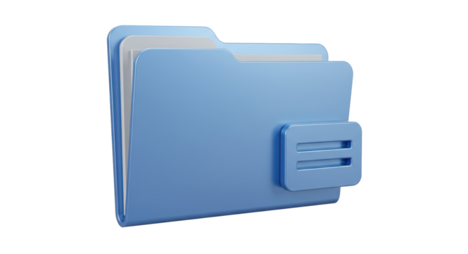 Isolated Light Blue File Folder with Documents