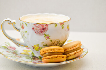 Elegant Coffee Moment with Macarons