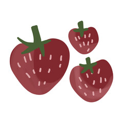 Three hand-drawn strawberries