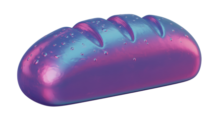 Isolated Iridescent Bread Loaf with Holographic Sheen