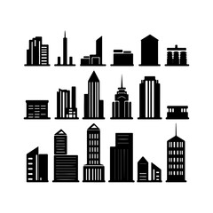 Fototapeta premium Metropolitan Skyscraper Silhouette set items