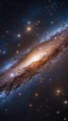 An otherworldly galaxy, pulsating with dazzling cyan and magenta tones, brimming with enigmatic, ethereal orbs of energy. This stunning image captures the essence of a celestial masterpiece, 