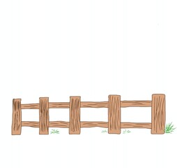 wooden fence isolated on white background