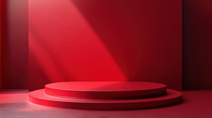 png red podium isolated on transparent 3d background with empty product display pedestal platform stage