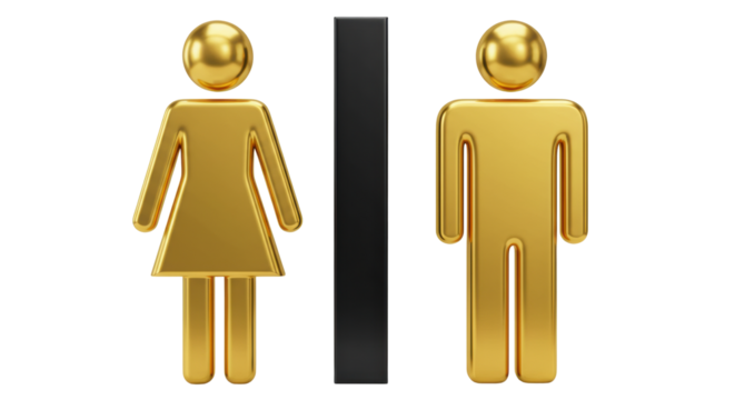 Isolated Golden Male and Female Symbols with Partition