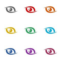 Eye logo icon isolated on white background. Set icons colorful