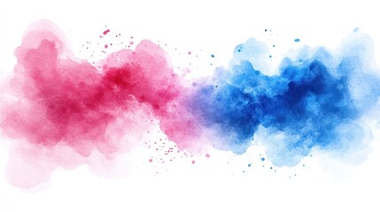Abstract watercolor painting in red and blue.