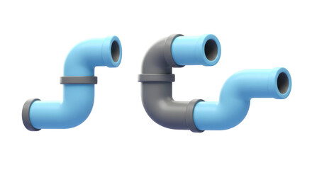 Isolated Blue and Grey Plastic Pipes
