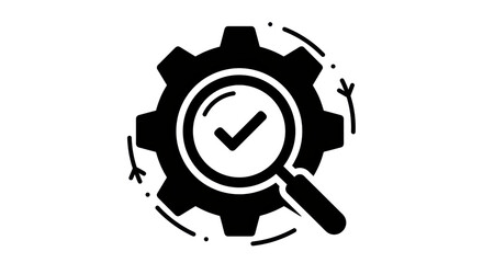 Isolated Approved Gear Icon Black