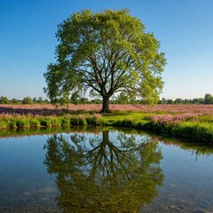 tree on the lake