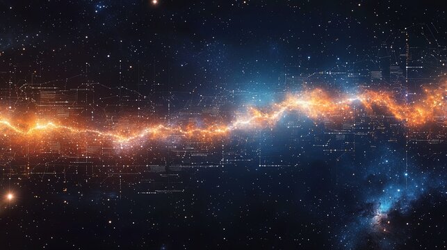 A scatter plot chart created with sparkling stars on a dark galactic background