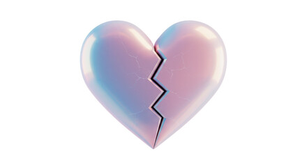 Isolated Iridescent Broken Heart Reflecting Light