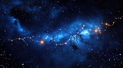 Obraz premium A scatter chart displayed as stars connected by glowing constellations