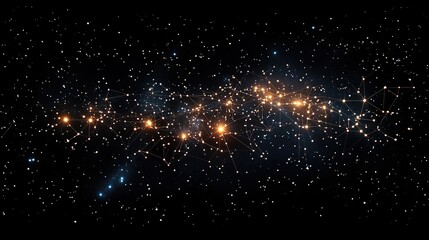 Obraz premium A scatter chart displayed as stars connected by glowing constellations