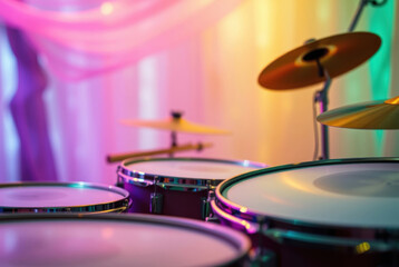 Obraz premium High-contrast close-up of drums. Music instrument, shadows light percussion, texture detail dramatic.