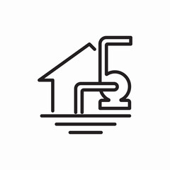 house plumbing pipes icon vector sign