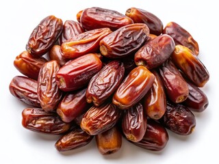 Close-up Aerial View of Medjool Dates on White Background - High-Resolution Stock Photo