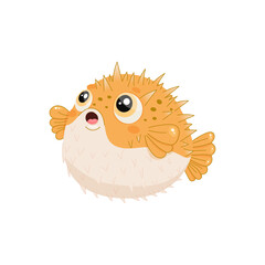 Cute cartoon pufferfish illustration for kids  great for ocean-themed © Anna