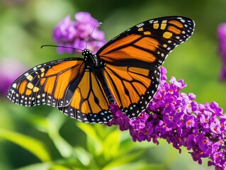 Monarch Butterfly on Purple Flower