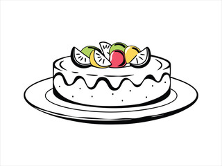 Delicious sweet cream cake on a plate, perfect for a happy celebration