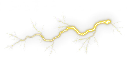 Yellow lightning bolt, Lightning, electric lightning bolt strike, lightning bolt strike set. Thunderstorm or light effect on PNG and White Background
