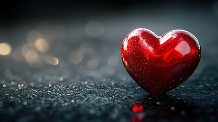 Fototapeta premium Red Heart on Black: A Minimalist Symbol of Emotion and Simplicity