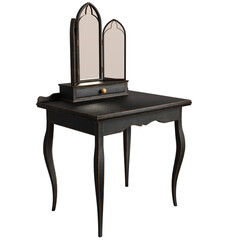 3D rendered Victorian makeup table with a mirror isolated on transparent background