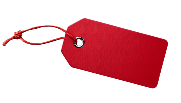 a red price tag isolated on transparent background